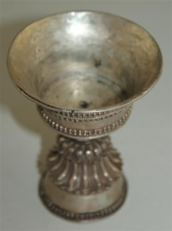 A Tibetan silver yak butter lamp, 19th century, 11.5cm